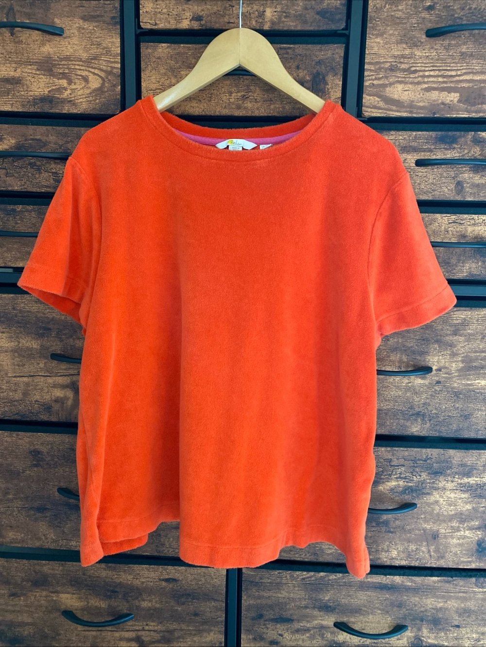 Boden Terry Cloth Short Sleeve Top Bright Orange Size 16/18 XLBeach Summer Boxy